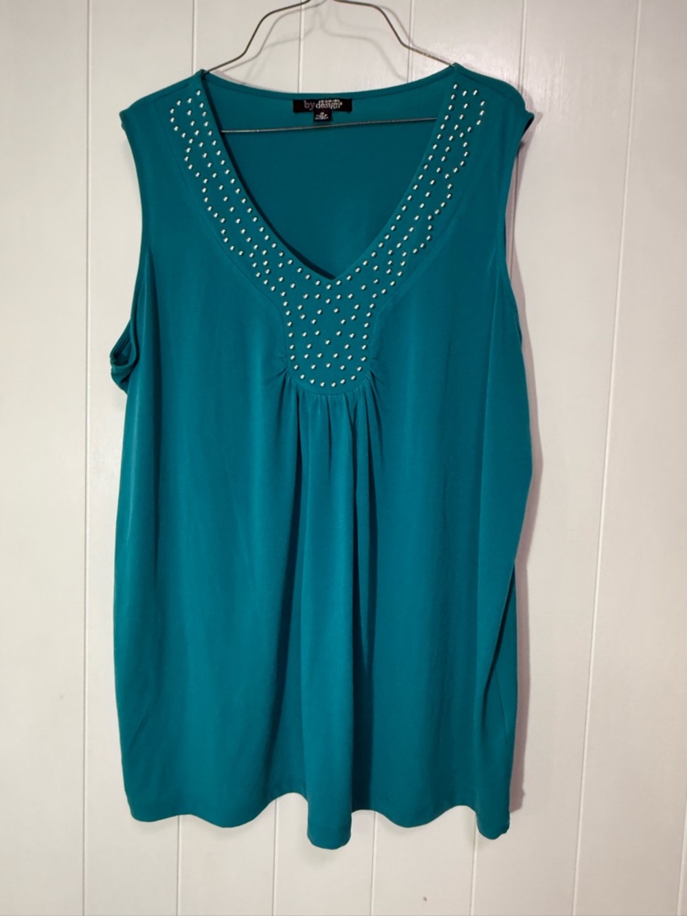 Diamond Supply Co. Teal V-Neck Sleeveless Top with Stud Accents